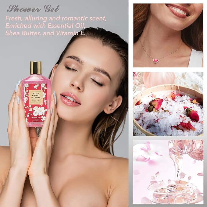 36Pcs Moisturizing Rose Bath and Body Gifts Skin Care Spa Gift Set for Women