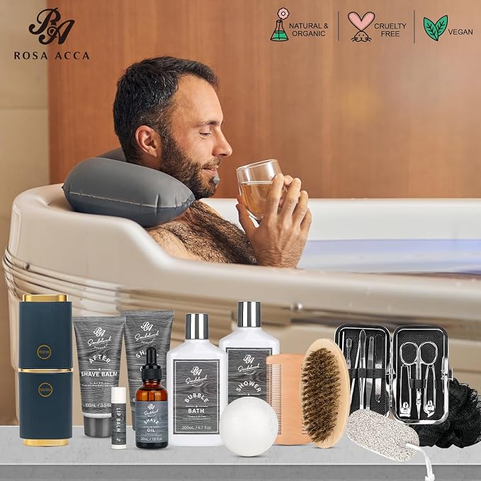 21 Pcs Bath & Body Care Set for Men, Father's Day Gifts for Dad, Home Spa Self Care Basket, Hydrating Skin Care Set, Beard Kit Spa Set, Boyfriend, Anniversary Gifts, Birthday, Christmas