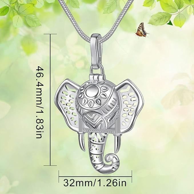 INFUSEU Elephant Gifts for Women Essential Oil Necklace Aromatherapy Pendant Scent Diffuser Lava Rock Stone Stash Cage