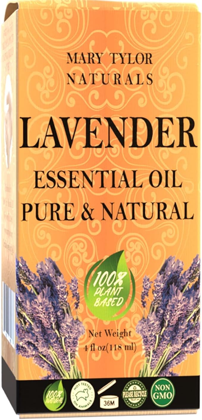 Lavender Essential Oil (4 oz) Premium Therapeutic Grade, 100% Pure and Natural, Perfect for Aromatherapy, Diffuser, DIY by Mary Tylor Naturals