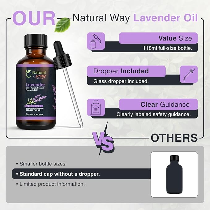 Lavender Essential Oil - Pure Aromatherapy Oil for Diffusers, Hair Growth, Skin, Scalp Care, Massage | Refreshing Hair Oil for Women & Men | Natural Essential Oil for Diffuser | 4 Fl Oz (120 mL)