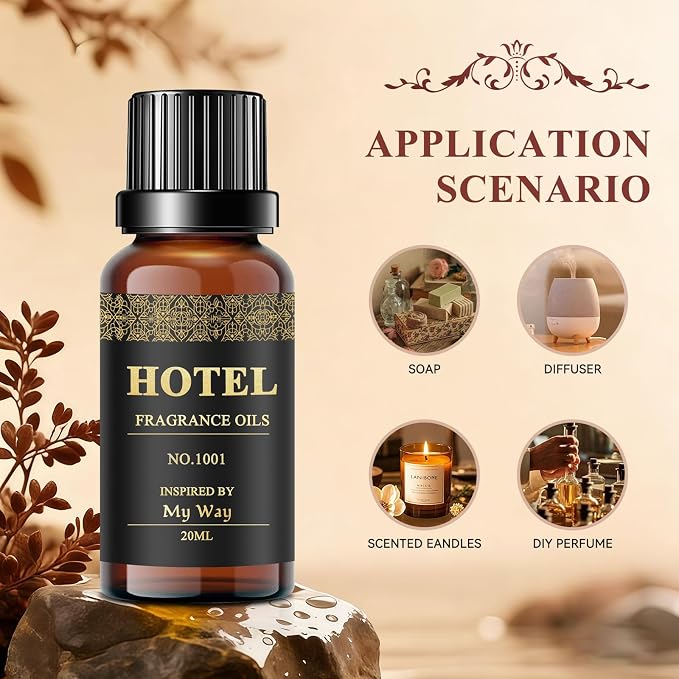 Hotel Diffuser Oil Set - Inspired by My Way, Baccarat, Westin White Tea, Santal, 24k Magic, Ritz-Carlton Hotel Scent Essential Oil Set Large Capacity, 20ml - (Pack of 6)