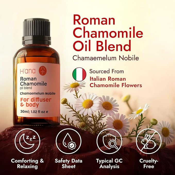 H'ana Roman Chamomile Oil - 1.02 Fl Oz Roman Chamomile Essential Oil for Hair, Skin, Diffuser, Aromatherapy & DIY