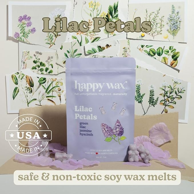 Happy Wax Spring Garden Mix Premium Scented Natural, Non Toxic Soy Wax Melts – 6 Total Oz. of Scented Wax Melts Includes: Carrot Cake, Lilac Petals and Magnolia Eucalyptus