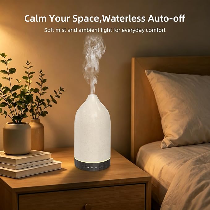 SPLITSKY Essential Oil Diffuser 150ml, Small Aromatherapy Diffuser with Remote Control, 7-Color LED Light, 3 Timer, Quiet Ultrasonic Diffuser with Auto Shut-Off, Easy to Clean for Living Room, Office