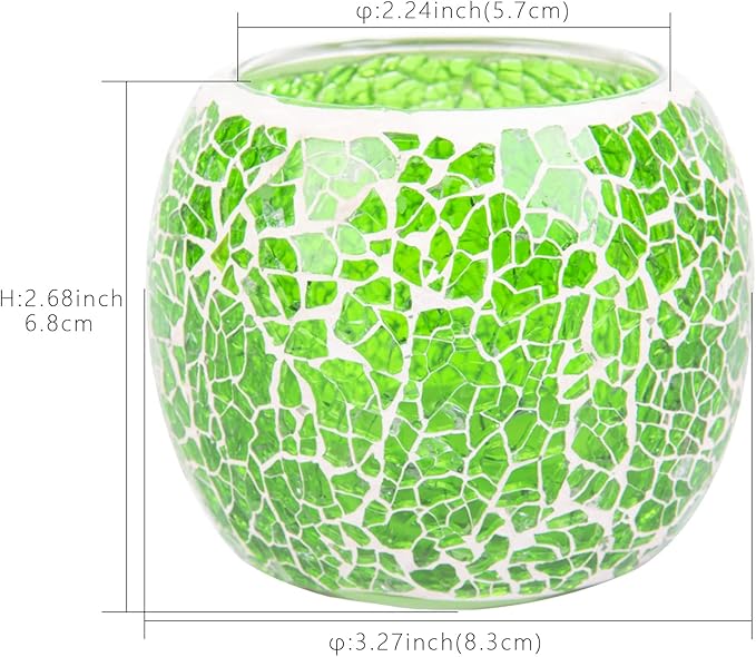 Rancco Glass Votive Candle Holder for Tealight, Romantic Mosaic Cracked Candle Holder, Candle Lamp Aromatherapy Candlescape Bowl for Valentine's Thanksgiving, Christmas Table Centerpiece,Party Decor