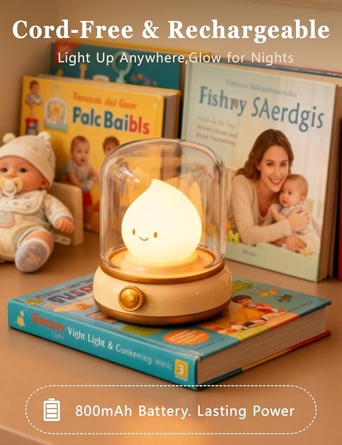 Ghost Campfire Night Light for Bedtime, Cute Kerosene Lamp, Rechargeable Portable Bedtime Small Read Lamp, Dimmable, Timer, Cute Light for Kids, Toddlers, Teens