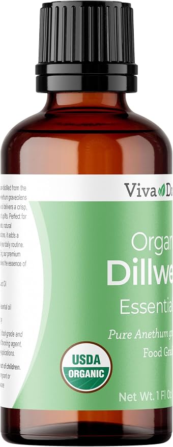 Viva Doria Dillweed Essential Oil, USDA Certified Organic Dillweed Oil, 100% Pure, Hungarian Natural Essential Oil, Undiluted, for Aromatherapy | Food Grade, 30 mL (1 Fluid Ounce)