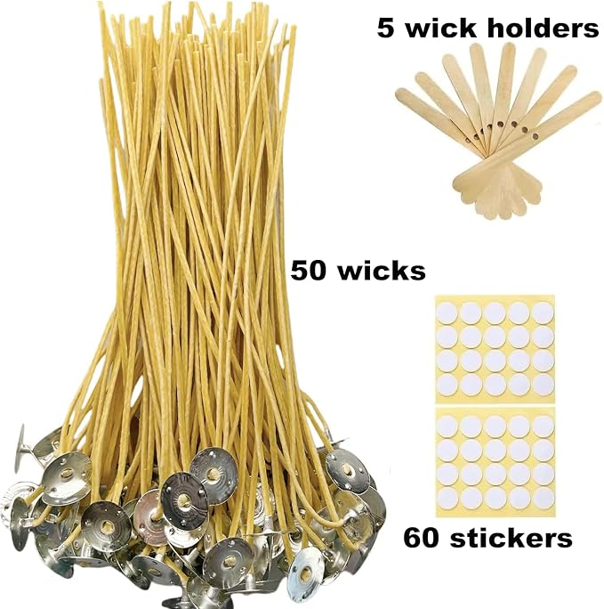 50 PCS 10 inch 2.5mm Hemp Candle Wick Beeswax Candle Wicks Pre-Waxed Candle Wicks Hemp Wicks Candle Wick Butter Candle Making Wicks 100% Organic