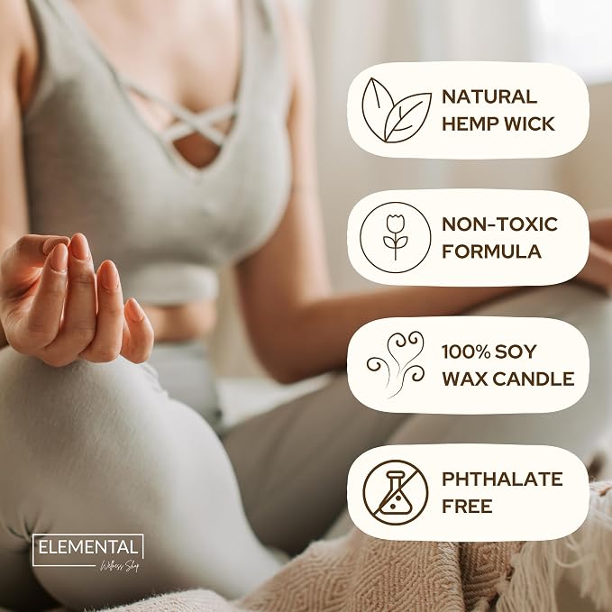 Meditation Soy Wax Candle, Relaxing and Banishing Negative Energy, Non-Toxic Handpoured Glass Jar Candle - Clean Burning, Long Lasting, Candles for Home, Fragrance (Lavender + Sage)