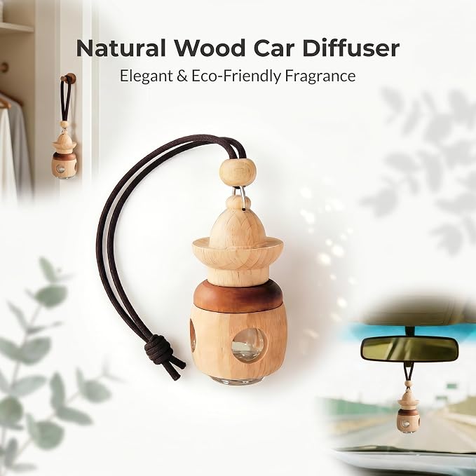 Car Air Freshener 2 Pack, Refillable Empty Glass Bottle Hanging Diffuser for Essential Oils, Car Fresheners DIY Scent, Car Accessories for Women & Men, Cute Aromatherapy Pendant Decor-A2