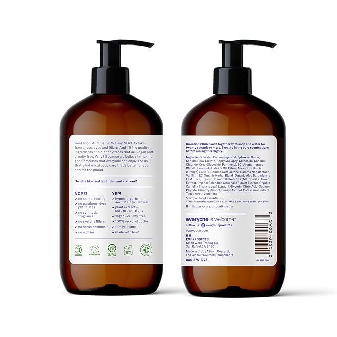 Everyone Liquid Hand Soap,12.75 Ounce,Lavender and Coconut,Plant-Based Cleanser with Pure Essential Oils,(Pack of 6)