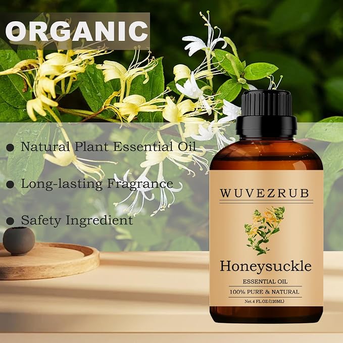 Honeysuckle Essential Oils, 120ML Pure and Natural Essential Oil for Aromatherapy Diffuser - Honeysuckle /4 Fl Oz