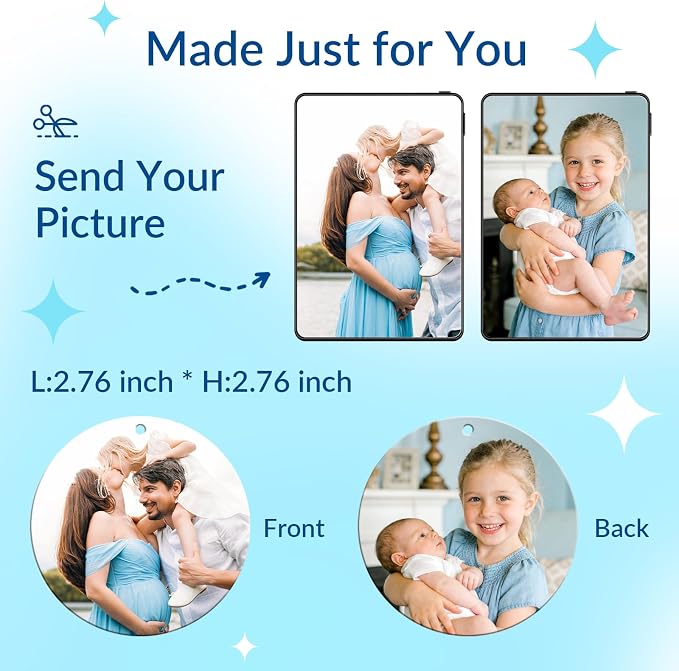 Custom Air Fresheners with Picture for Car | Personalized Photo Gifts; Double-Sided Print; Hanging Ornament; Scent Choice Available; Round Shape
