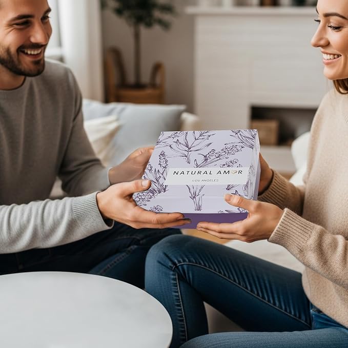 Natural Amor Lavender Spa Gift Set for Women – 6PCS Bath Gift Basket with Hand Cream, Bath Salts, Bath Bomb, Candle – Relaxing Self Care Gifts for Birthday, Mother’s Day