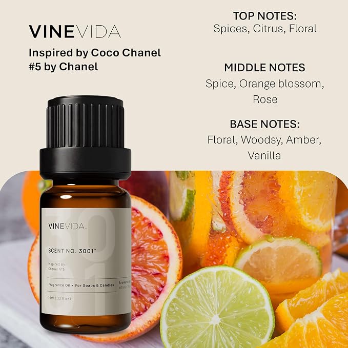 VINEVIDA [0.33oz] Scent No.3001 Fragrance Oil for Candle Making - Made in USA Candle Scents - Natural Fragrance Oil -Soap Making