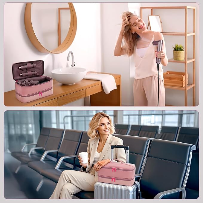 Adworte Travel Hair Dryer Case for Shark FlexFusion, Portable Hair Tools Bag, Double-Layer Storage Carrying Case for Shark FlexStyle Blow Dryer, FlexFusion & Fusion Air Straightener Attachments Holder