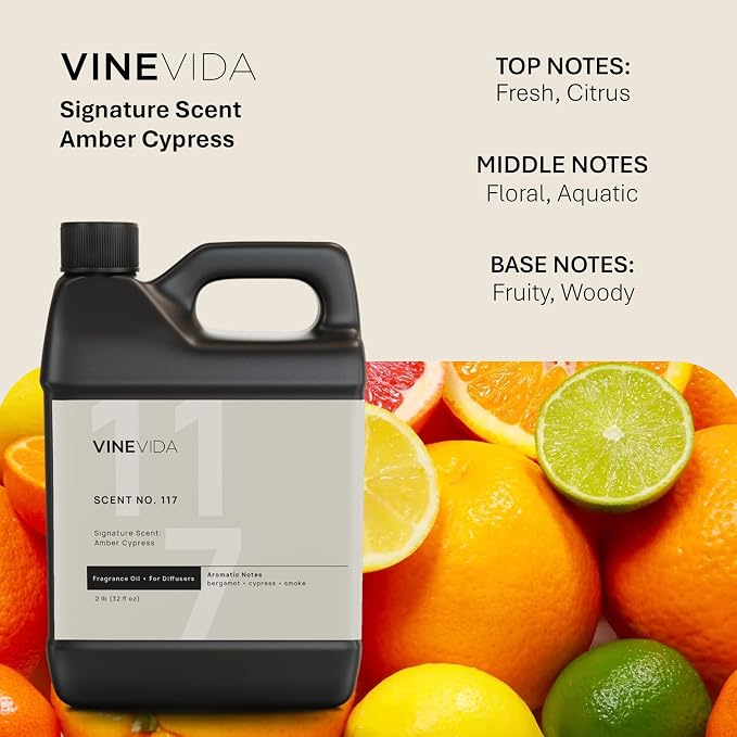 VINEVIDA [32 Oz] Inspired by: Amber Cypress; Diffuser Oil Refill | Premium Scent Diffuser Oil for Home | Non-Toxic Fragrance