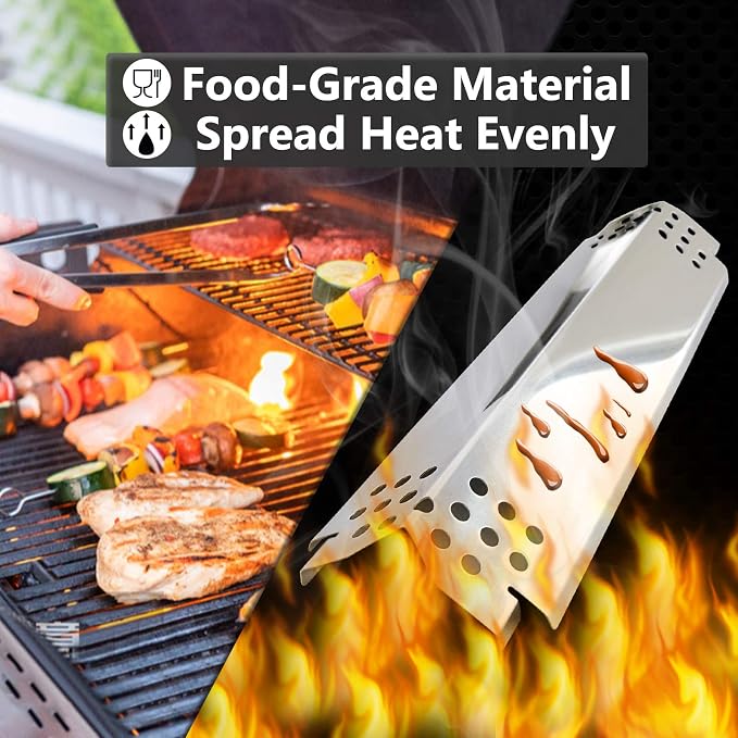 Criditpid Grill Replacement Parts for Nexgrill 4 Burner 720-0830H, 720-0783E, 5 Burner 720-0888N, Stainless Steel Grill Heat Shield Plates, Burners and Igniter Kit for Home Depot Nexgrill Parts