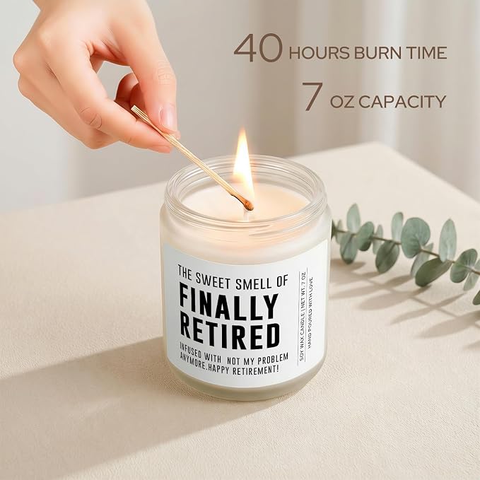 Retirement Gift for Woman Man, Retired Gifts for Women Men, Coworker, Teacher, Nurse, Friends and Family, Funny Retirement Candle Decoration, Lavender Soy Wax Candle 7Oz