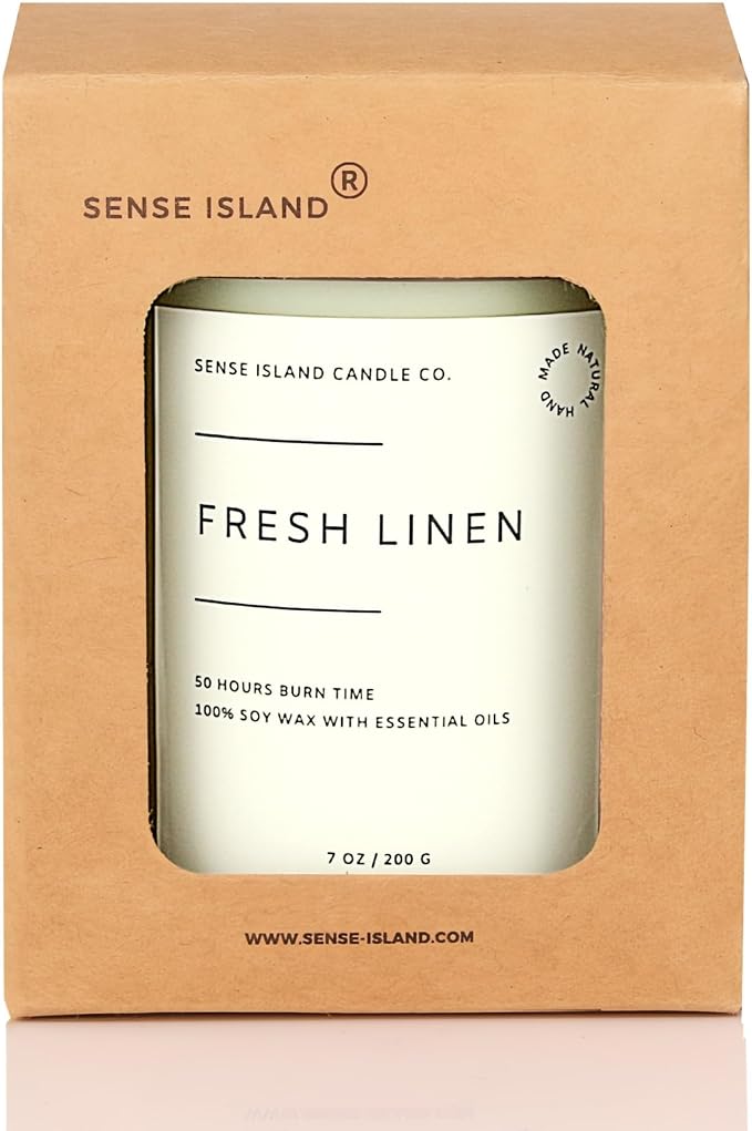 Fresh Linen Scented Candle for Home Scented 50+ Hrs Long Lasting100% Natural Soy Wax Clean Linen | Candle Gifts for Women Men Highly Scented House Warming Gifts