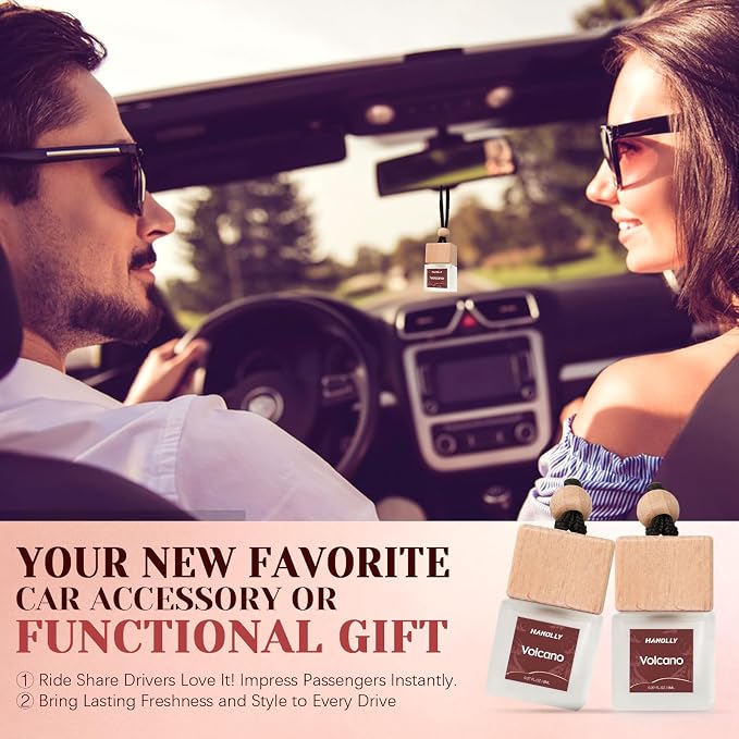 HANOLLY Car Air Freshener Hanging 2 Pack – Volcano Car Freshener Diffuser, Fall Car Air Freshener for Women and Men, Lasting up to 45 Days.0.27 FL OZ/8ML