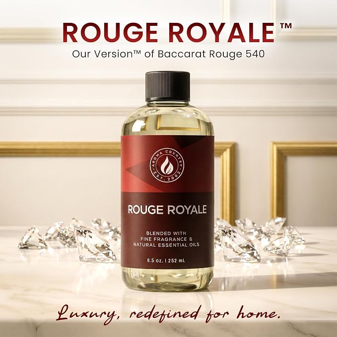 Aroma Country Rouge Royale Diffuser Oil - Luxury Essential Oils for Diffuser Refill & Air Freshener Room Spray, Long-Lasting, Natural Home Fragrance & Hotel Scent for Diffusers & Machines (8.5 Fl. oz)
