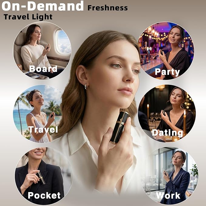 2PCS Perfume Travel Refillable Bottle, Luxury Leather Travel Perfume Atomizer 5ml, TSA Approved Leak-Proof Cologne Sprayer for Men Women, Portable Mini Perfume Bottle for Travel, Daily Use and Gift