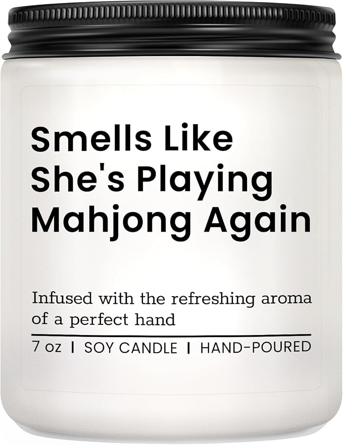 KLL Funny Playing Mahjong Candle, Mahjong Gifts for Women - Mah Jongg Accessories, Gifts for Mahjongg Lovers Players - Mahjongg Party Christmas Gift, Mah jongg Gift for women - Lavender Scented Candle
