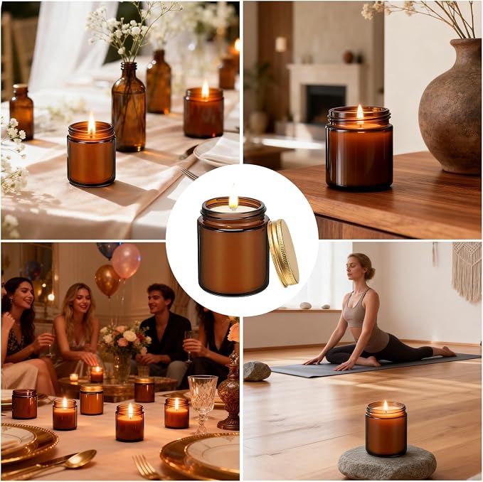 24 Pack 6 oz Eucalyptus Mint Scented Soy Candles, Bulk Glass Jar Aromatherapy Candles, Long Lasting Soy Wax Candles for Home, Wedding, Party & Stress Relief