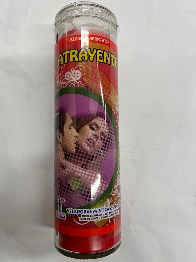 Attraction (Atrayente) Prepared Scented Red Pillar Candle in Glass