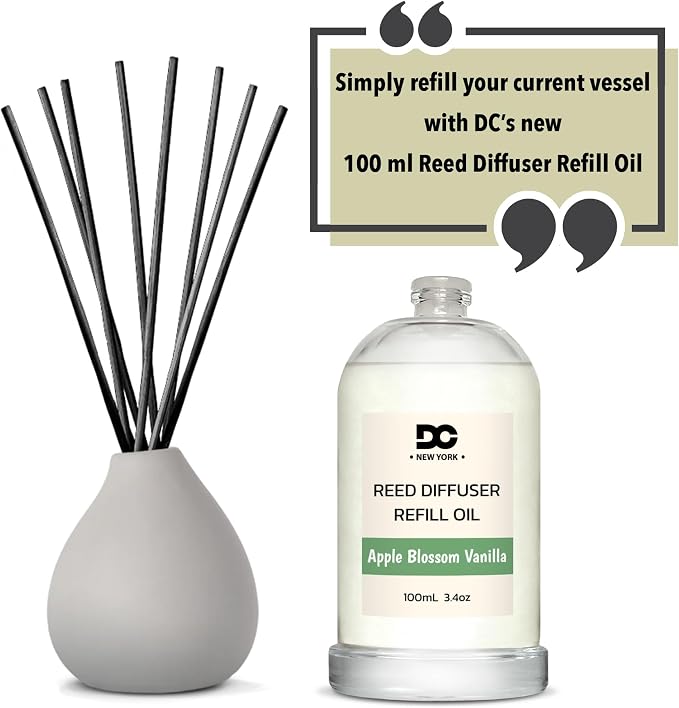 Daniella's Candles Apple Blossom Vanilla Reed Diffuser Refill Oil, 3.4oz/100ml, Premium Fragrance Oil, Home Fragrance, Oil for Reed Diffusers, Long Lasting