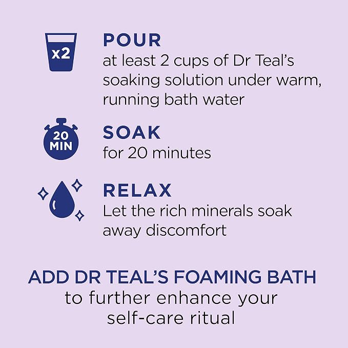 Dr Teal's Epsom Salt Soaking Solution, Soothe & Sleep, Lavender, 3lbs (Pack of 4)