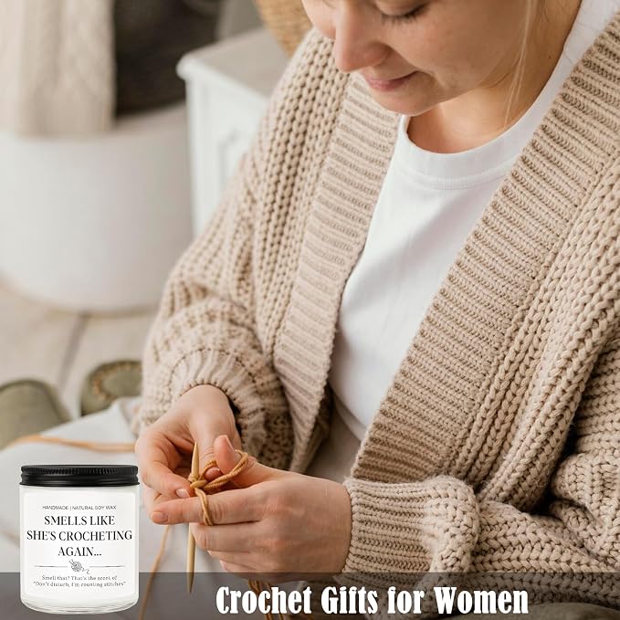 Crochet Gifts for Crocheters - Funny Scented Candle - Unique Gifts for Crocheters, Knitters & Yarn Lovers, Best Crochet Present for Women, Mom, Grandma - Birthday Ideas for Crocheting Lovers