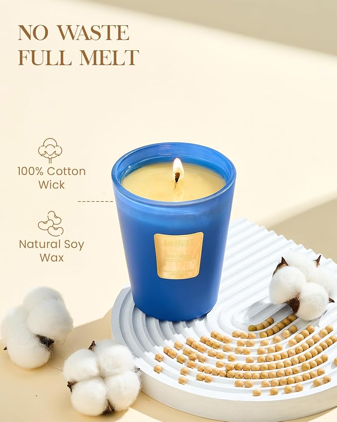 M&SENSE Peaceful Patchouli Soy Candle, 14.1oz 60H Long Lasting Scented Candles, Meditation & Stress Relief, Housewarming Gifts