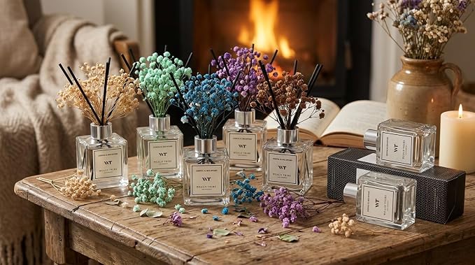 WEALD TRIBE Lavender & Cedar Scent Reed Diffuser Set for Bathroom Decor Air Fresheners, Oil Diffuser Stick | 5.1 fl oz Home Fragrance with Sticks Defusers | House Bedroom Office Shelf Decor