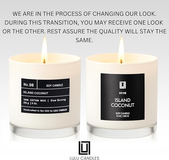 Lulu Candles | Island Coconut | Luxury Scented Soy Jar Candle | Hand Poured in The USA | Highly Scented & Long Lasting (9 Oz.)