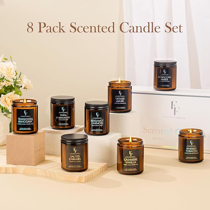 Whiskey Tobacco Scented Candle for Home Soy Wax Candle, Aromatherapy Candle Gift, 7oz