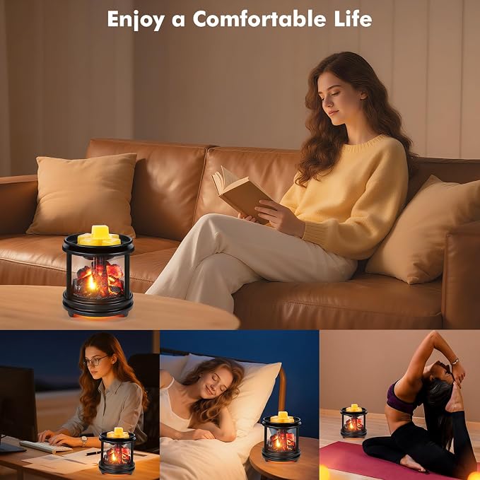 Wax Melt Warmer, Flames Candle Wax Melter for Scented Campfire Candle Melt Warmer PTC Heating, 3-in-1 Electric Oil Burner Fragrance Warmer for Home Bedroom Office Gifts & Decor