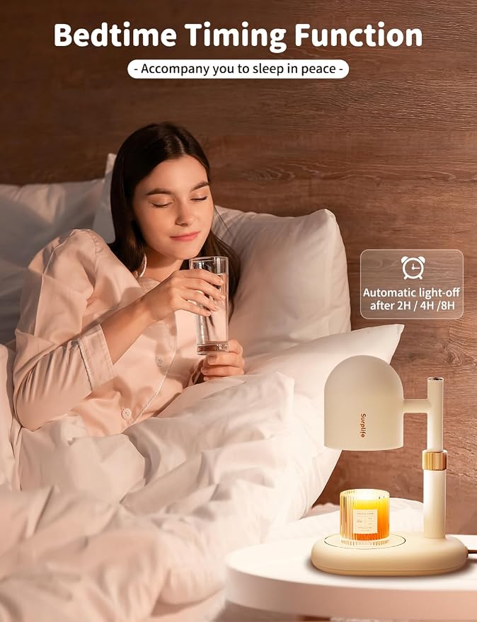 Candle Warmer Lamp with Timer & Dimmer, Adjustable Height Candle Warmer, Wax Warmer Lamp for Candles with 2 GU10 Bulbs, Home Decor House Warming Gifts