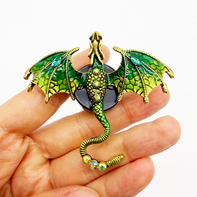 2 Pcs Bling Dragon Car Air Freshener Vent Clips, Crystal Rhinestone and Enamel Dragon Air Vent Clips Car Diffuser Cute Car Interior Decoration Accessories for Women Gift (Green Purple)