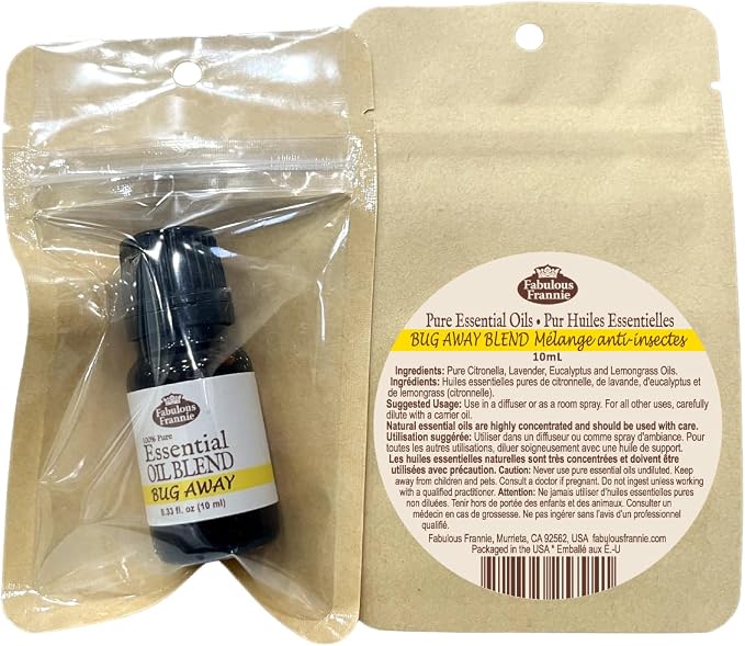 Fabulous Frannie Bug Away 100% Pure, Undiluted Essential Oil Blend of Citronella, Lavender, Eucalyptus & Lemongrass 10ml (Pack of 1)