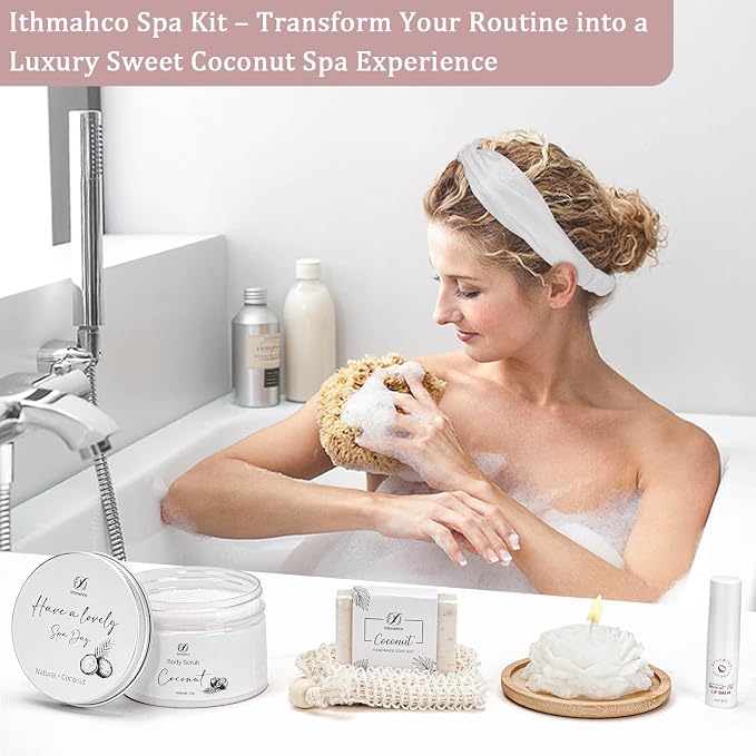 Mothers Day Spa Gifts for Women, Bath and Body Gift Basket Birthday Gifts for Women, Mothers Day Coconut Home Spa Set Relaxation Self Care Gift for Woman Mom Wife Sister, Body Care Set for Friends