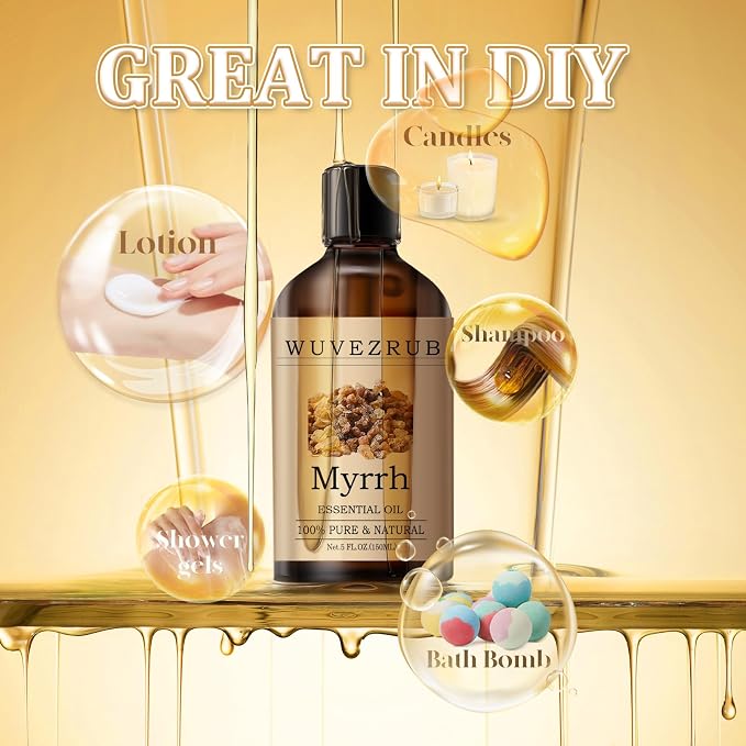 Myrrh Essential Oil– Huge 5 Fl Oz, 100% Pure and Natural Essential Oils for Diffuser, Aromatherapy, Soap and Candle Making, Premium Grade Myrrh Oil-150ML