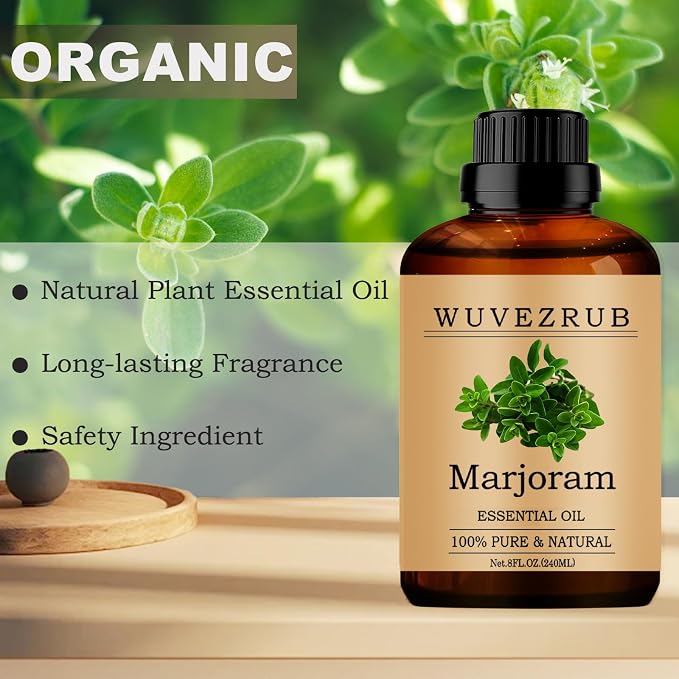 Marjoram Essential Oils, 240ML Pure and Natural Essential Oil for Aromatherapy Diffuser - Marjoram /8 Fl Oz