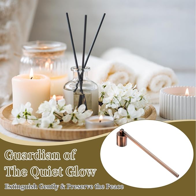 uxcell Candle Snuffer, Candle Extinguish with Long Handle, Wick Flame Snuffer Extinguish Accessory Cylinder-Shaped for Putting Out Flame Home Decor Gifts, Copper