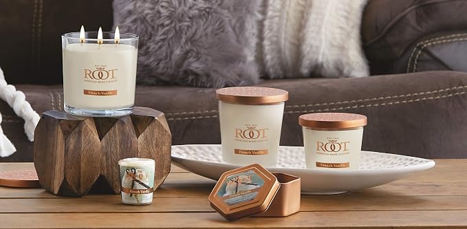 Root Candles Scented Candles Honeycomb Veriglass Premium Handcrafted Beeswax Blend Candle, Small, French Vanilla