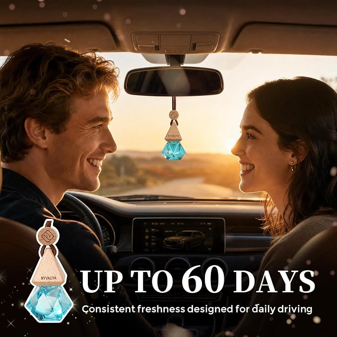 Car Air Freshener Hanging Diffuser with Natural Essential Oil, Azure Ocean Scent Car Fresheners, Long Lasting Car Smell Air Fresheners, Car Air Fresheners for Women & Men (Azure Ocean)