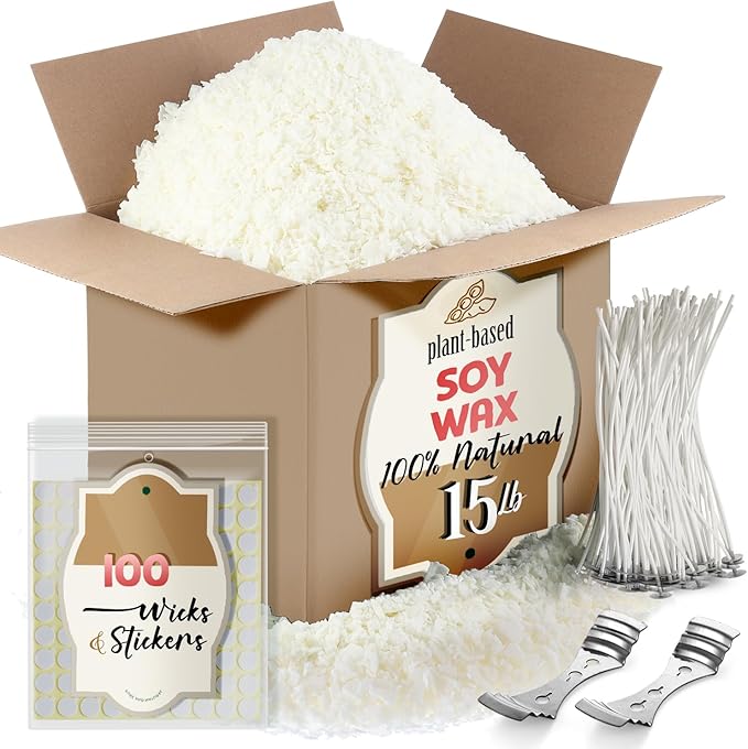Etienne Alair Organic Soy Candle Wax for Candle Making, 15 lbs Natural Candles Making Supplies, Beeswax-Free, Paraffin-Free, Pure Soy Wax Flakes Perfect for Candles, Tealights and Melts