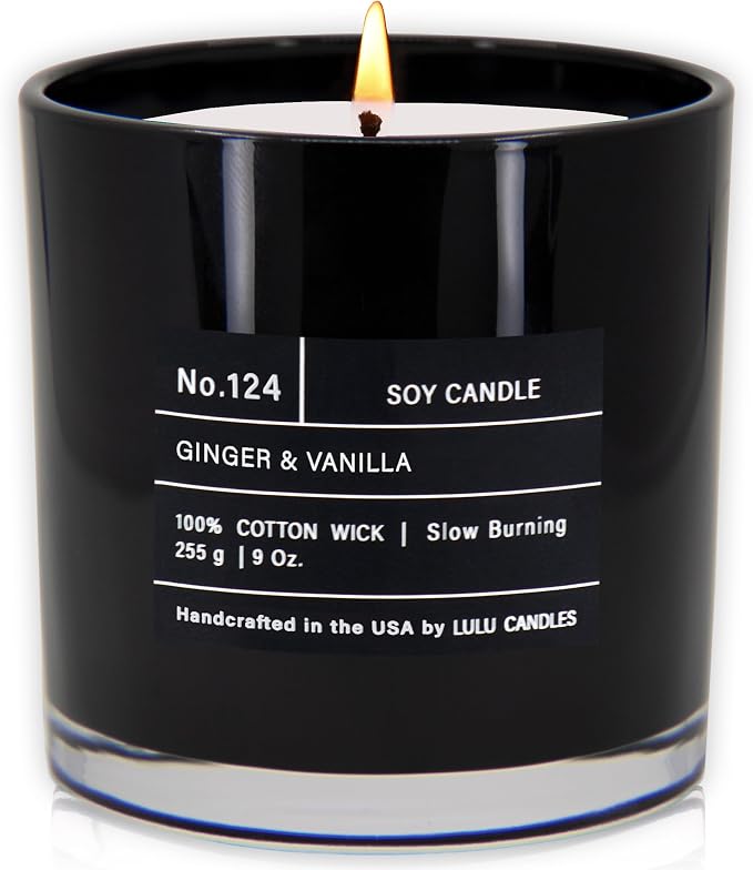 Lulu Candles | Ginger & Vanilla | Smells Sweet & Spicy | Luxury Scented Soy Jar Candle | Hand Poured in The USA | Highly Scented Long Lasting (9 Oz.)